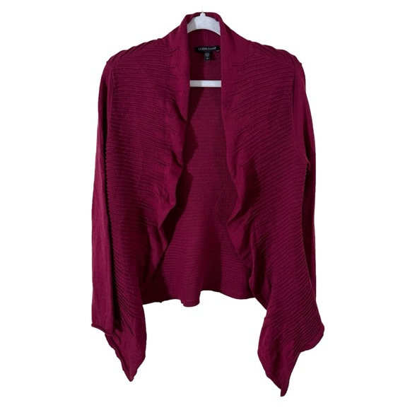 Eileen Fisher Sweaters - Eileen Fisher Womans Open Front Ruffle Hem Wool Cardigan Sweater